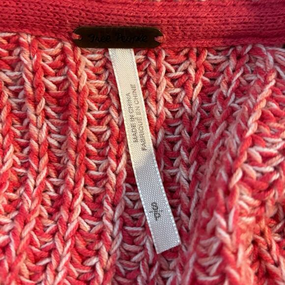 Free People Size S Love This City Collared Cotton Pink Melange Sweater - Picture 4 of 5